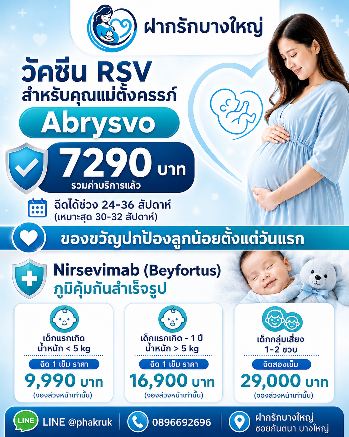 ราคาวัคซีน RSV คนท้อง Abrysvo และ Beyfortus คลินิกฝากรักบางใหญ่