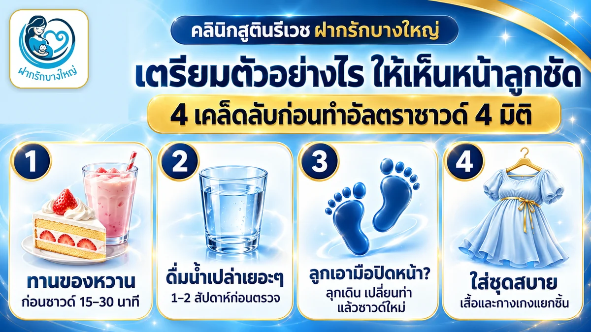 เตรียมตัวทำอัลตราซาวด์ 4 มิติ ให้เห็นหน้าลูกชัด 4 เคล็ดลับ — ฝากรักบางใหญ่ นนทบุรี